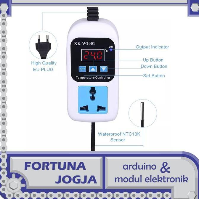 Thermostat Digital Xk-W2001 Output Stop Kontak Alat Pengontrol Suhu