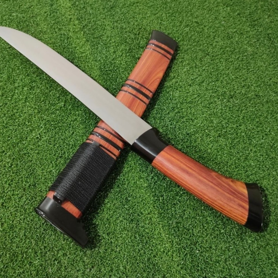 L6 Handmade Slaughter knife, GolSem 28cm Pisau daging dengan baja L6 atau bar senso, dan kayu ingas 