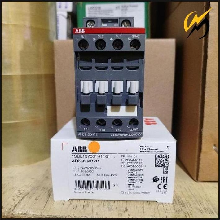 Kontaktor Abb Af09-30-01-11 25A 24-60V Ac/Dc 4Kw 1Nc 1Sbl137001R1101 Diskon