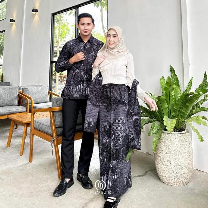 LIMITED EDITION  MISO BUTIK - Batik Couple Termurah Motif SHANKARA Rok Batik Couple Kemeja Batik Pri