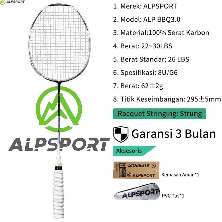 HOT DEALS ALPSPORT BBQ 3.0 Rangka Ajaib Pelangi Max 30LBS 8U Raket Bulutangkis Profesional Ringan Of