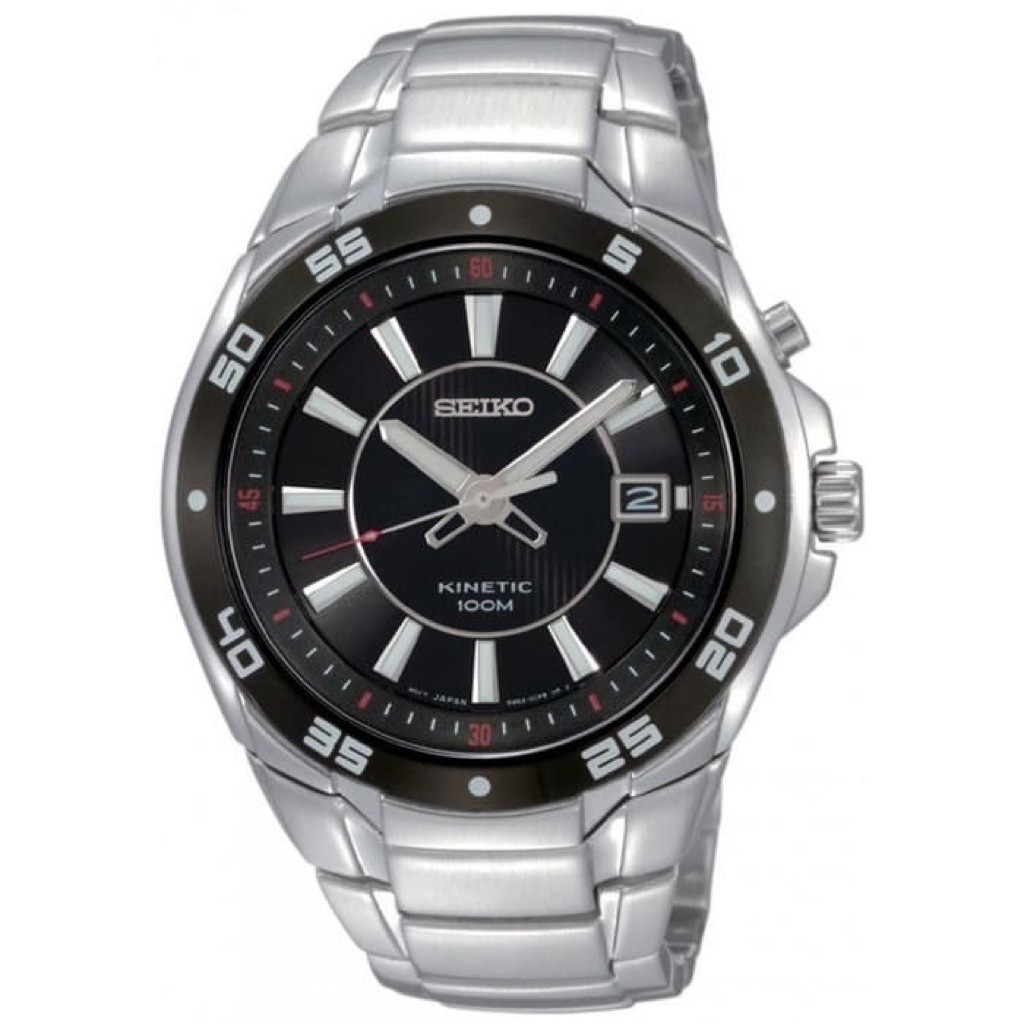 Seiko Man SKA433P1 Kinetic Silver Black