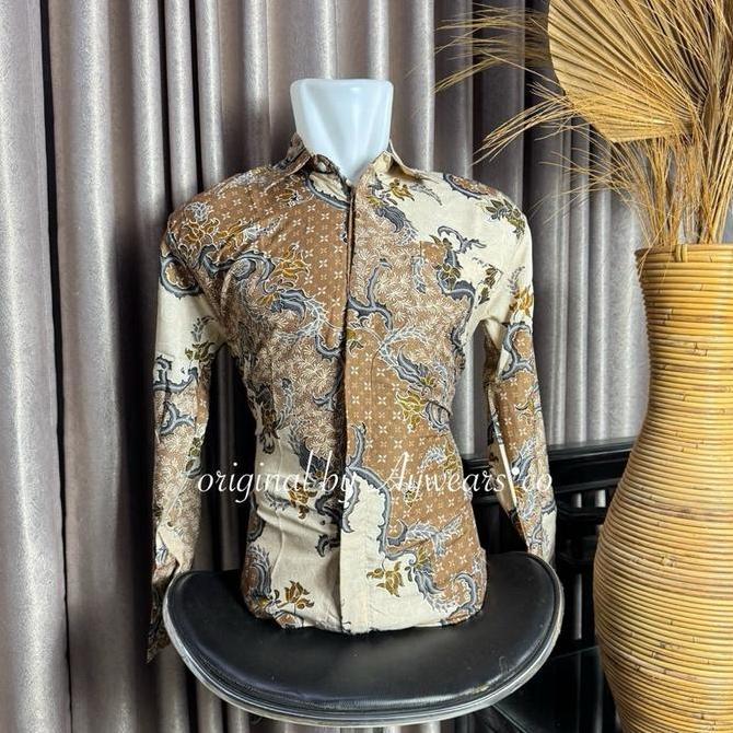 TAMPIL MODIS  Batik Couple / Set Batik Seragaman Murah Cemara moca/ Kemeja Batik Dan Rok Prisket Kon