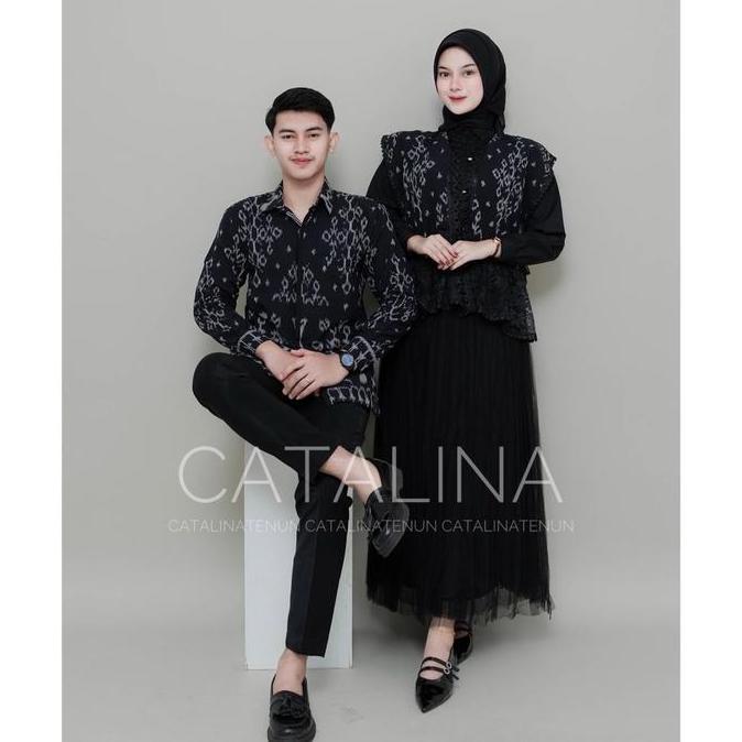 VEST TENUN KOMBINASI BRUKAT KEMEJA TENUN PRIA BAJU TENUN COUPLE  Brokat Couple