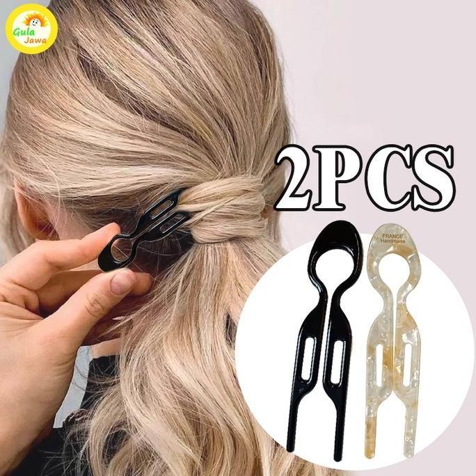 SHAKIMZ 2pcs Jepitan U Acetate Elegant Jepitan Rambut Korea Bentuk Ikan Kecil Gaya Eropa Buat Cepol