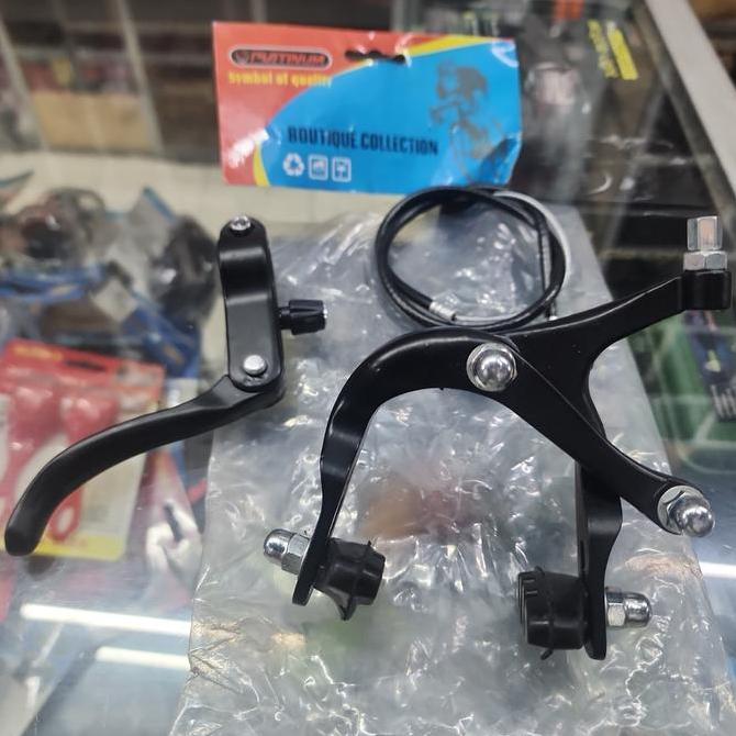 Brake Set Rem Depan Platinum Sepeda Fixie Bmx - Rem Set U Brake Depan Fixie Alloy Platinum Hitam
