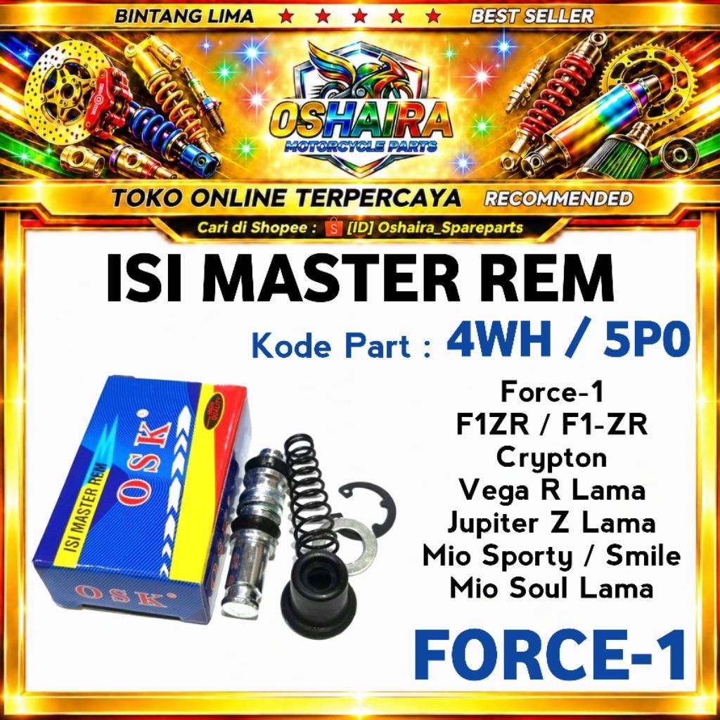 Isi Master Rem Force-1 Kode Part 4WH/5P0 untuk F1ZR Crypto Vega R Jupiter Z Mio Sporty / isi master 