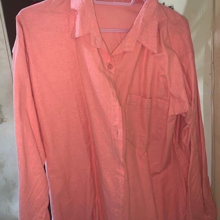 Kemeja Wanita Pink Fuchsia Lengan Panjang Katun