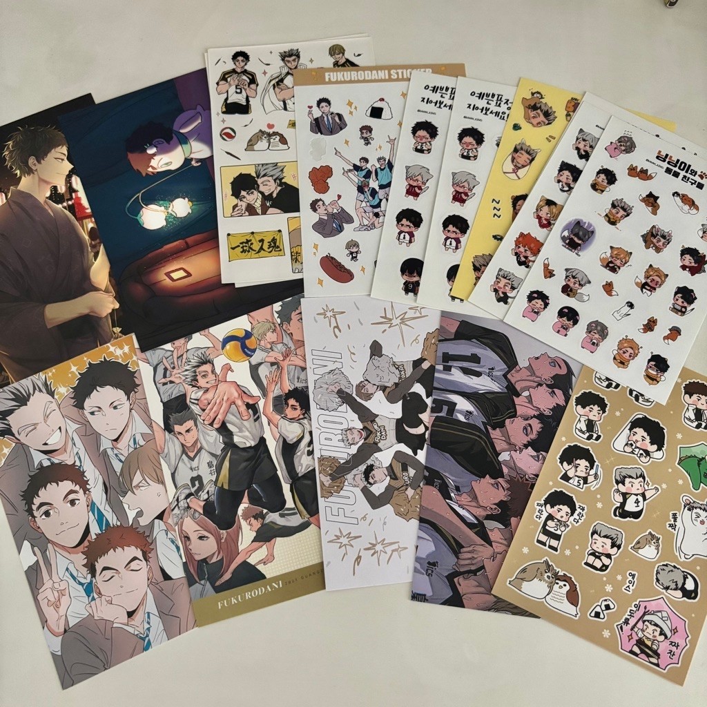 Bokuto Akaashi Fukurodani Postcard Sticker Fanart Haikyuu