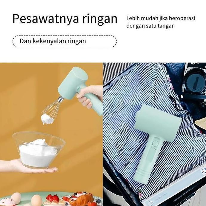 KLIYNN - Hand Mixer & Mini Blender Elektrik Wireless Portabel 2-in-1 Serbaguna USB Rechargeable | Mi