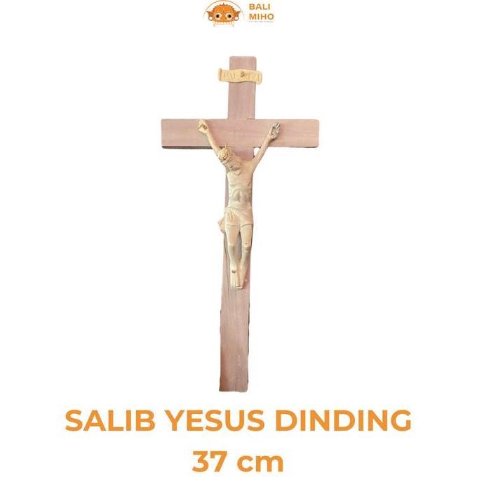 .........] Pajangan Dinding Salib Yesus 18 x 37 cm - Dekorasi Salib Yesus Kayu - Keranjinan Tangan S