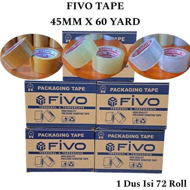 Grosir Lakban Fivo Tape 45Mm X 60 Yard Kualitas 72Roll