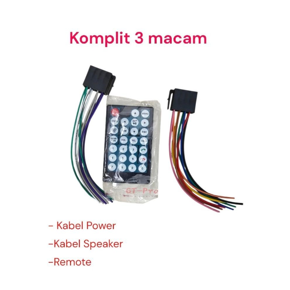 Kabel power Mp5/mp3 deckless, Kabel Speaker Mp5/Mp3 deckless, Remote Mp5 Deckless Ready