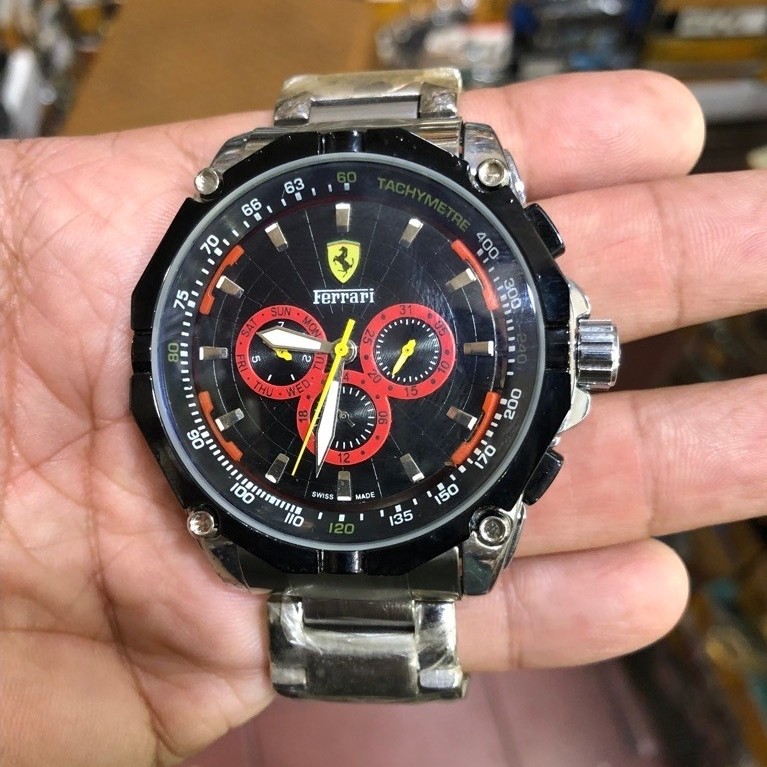 jam tangan pria ferarri sport otomatis chronograph