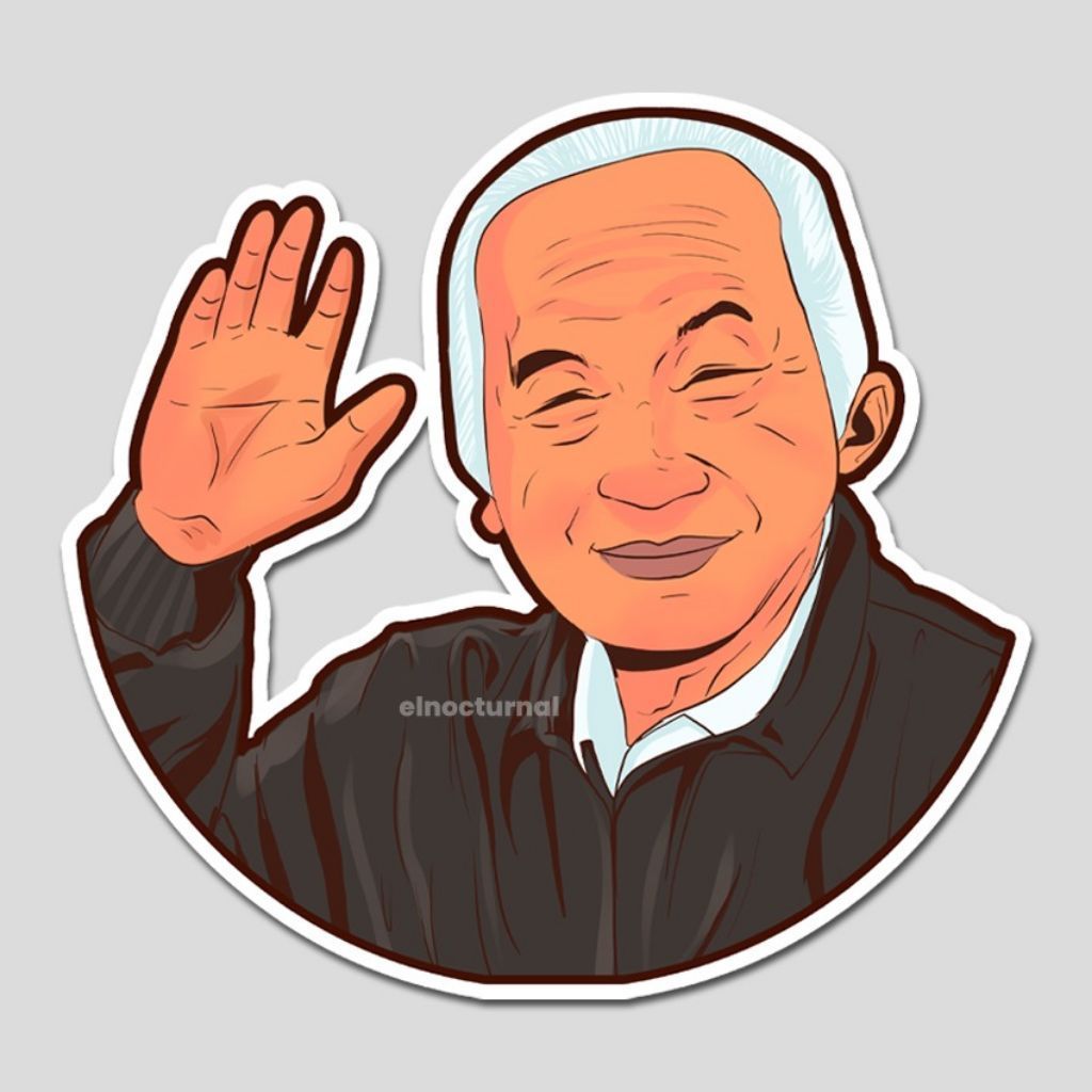 Stiker Ilustrasi Lucu Berbahan Vinyl Tahan Air - Presiden Soeharto