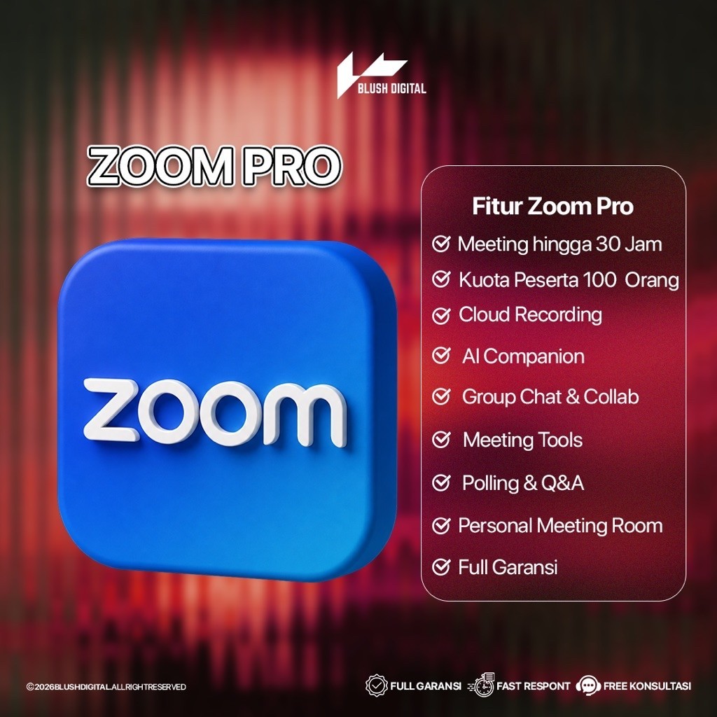 Zoom Premium 100 Peserta 1 Bulan Full Garansi