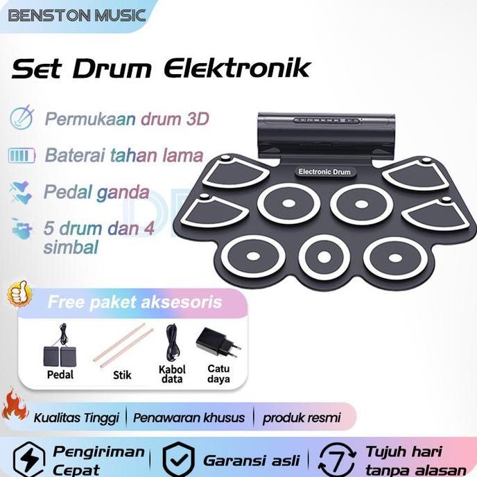 Set Drum/Set Drum Elektronik/Set Drum Set Lipat Nyaman/Set Drum Pemula Latihan Anak-anak