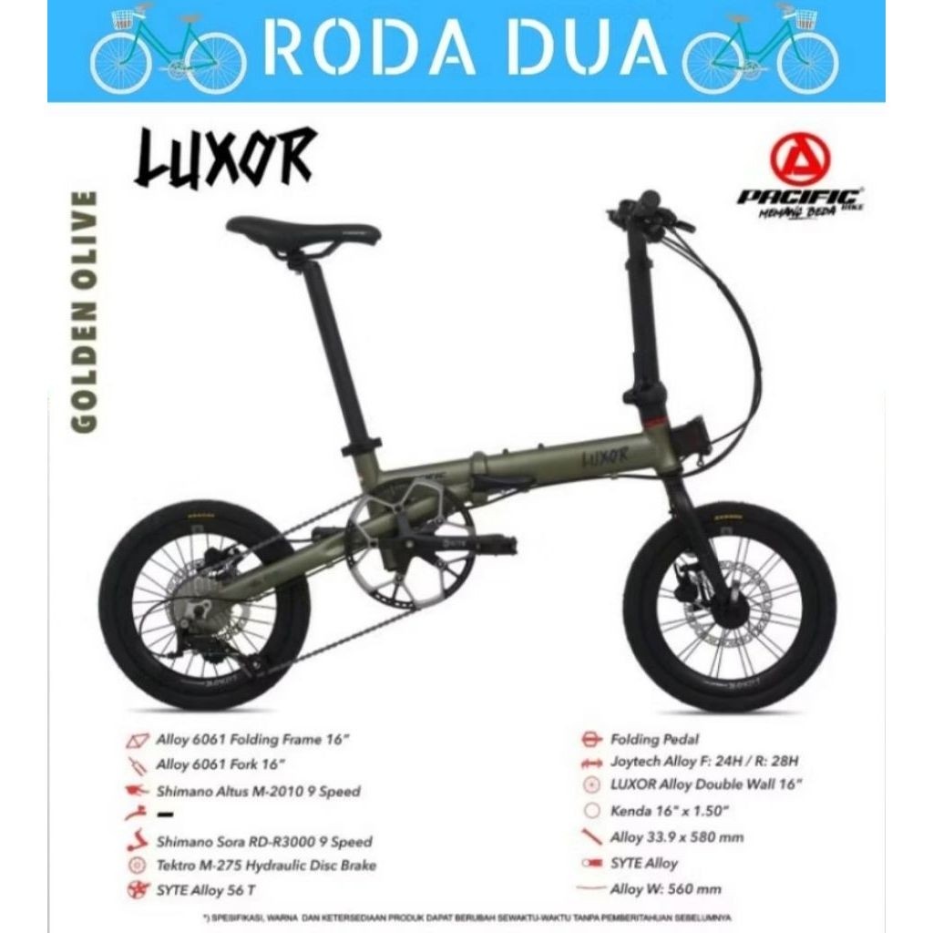 SEPEDA LIPAT 16"  LUXOR 1-3/8 PACIFIC ALLOY LUXOR HYDRAULIC