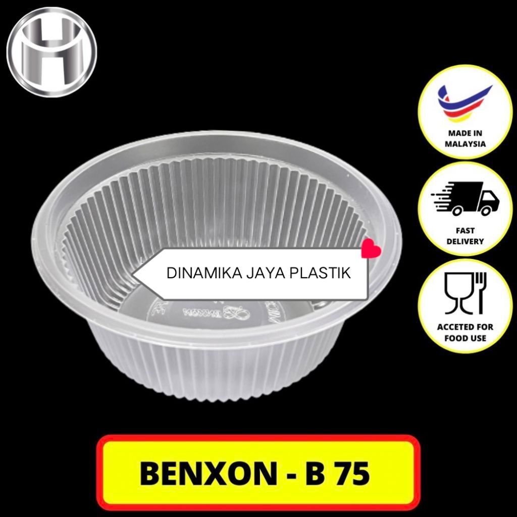 Mangkok plastik bening benxon B-75 isi 50pcs tahan panas tebal