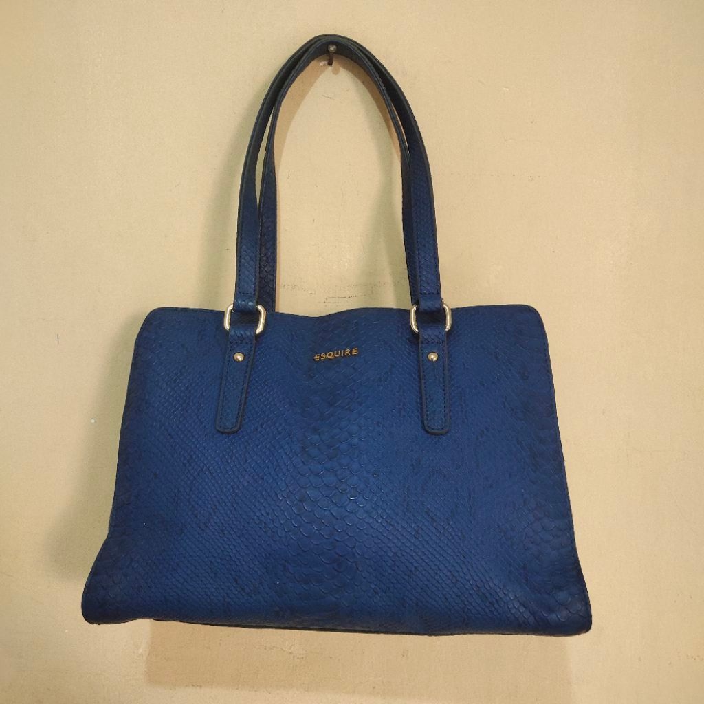 PL tas jinjing Tote bag shoulder bag kulit ul4r esquire biru