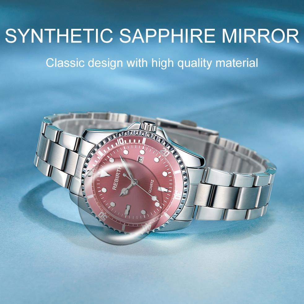 exclusive rebirth jam tangan wanita anti air mode kalender luminous 2011 tali stainless steel