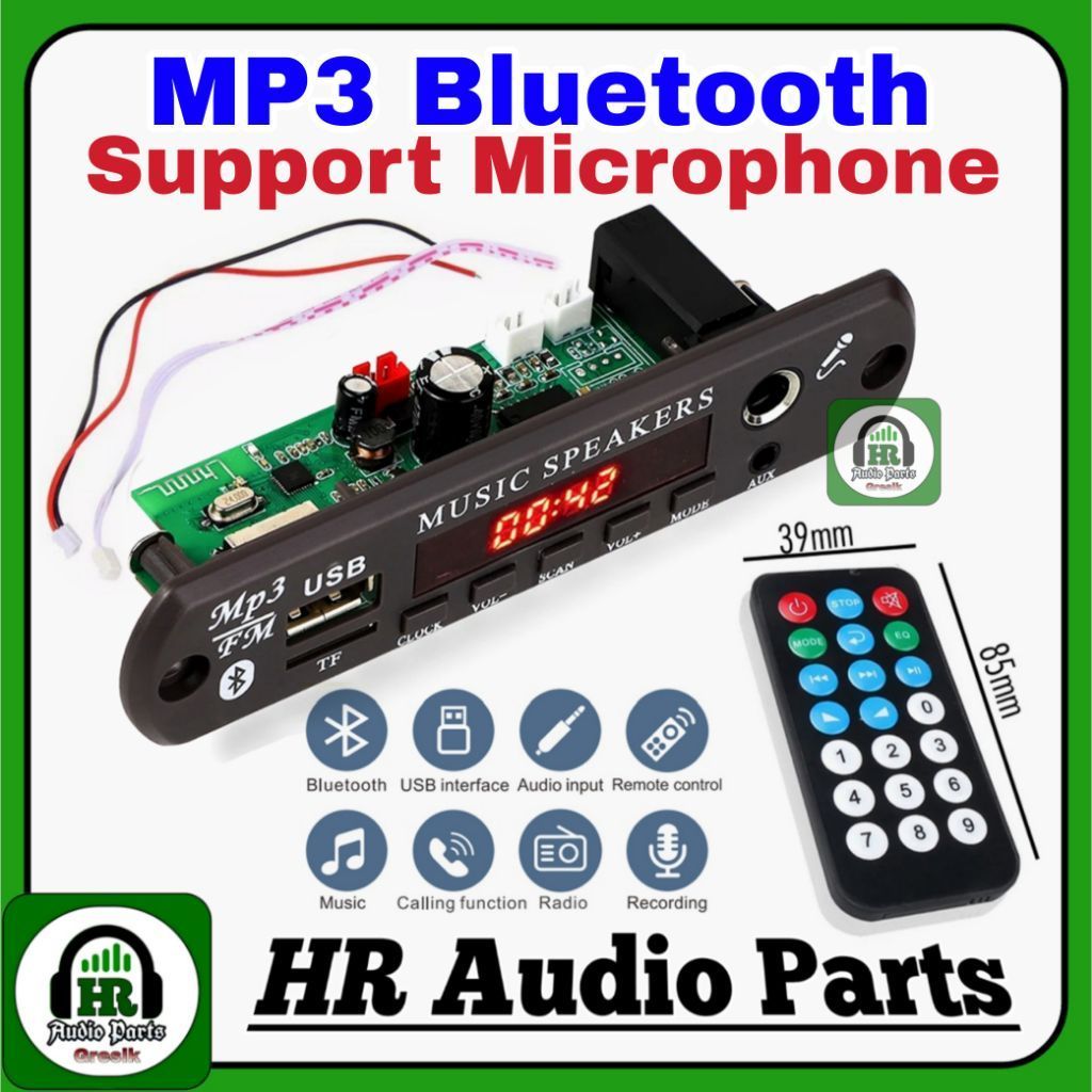 Modul Kit Mp3 Bluetooth Stereo Suport Jack Akai Microphone Mic Tanpa Power Amplifier