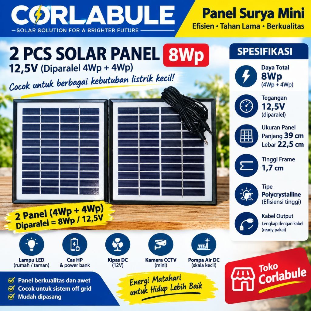 Papan Solar Panel 2WP 6v/ 3Wp 9v /3Wp 6v/4wp 12v /8wp/12v