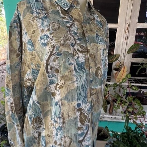 Atasan Kemeja Batik pria Abstrak Bunga