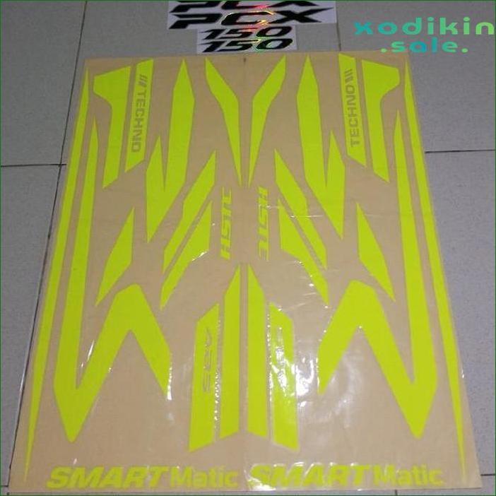 STRIPING PCX 150 KUNING FULL, STIKER CUTTING LIS BODY HONDA PCX 150 STABILO ASLI