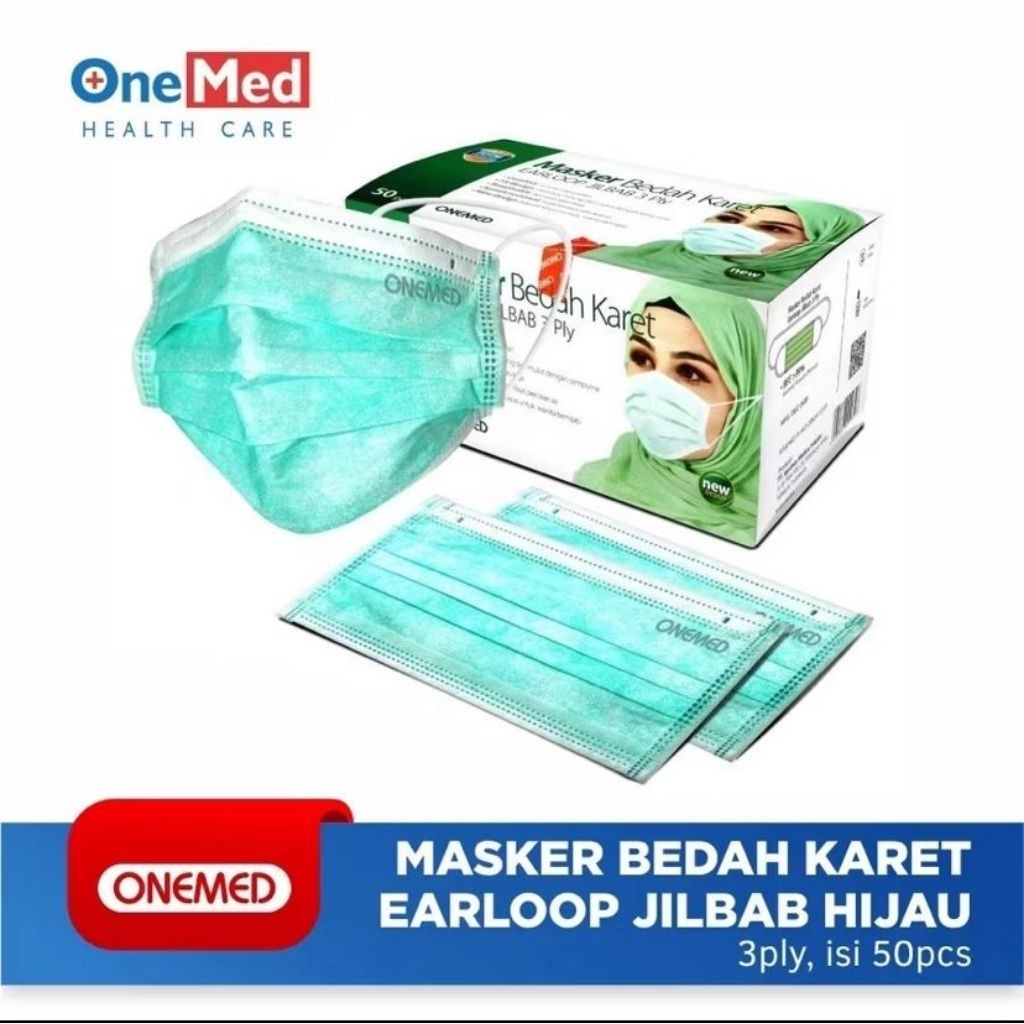 Onemed Masker Hijab Medis 50 Pcs 3 Ply Filter