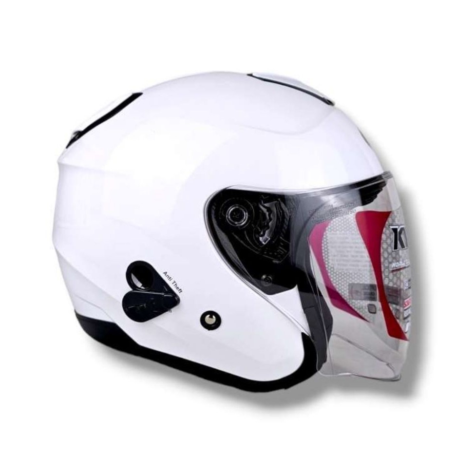 KYT Helm Kyoto Half Face ABS Anti Gores UV Protection All Size Putih hitam biru