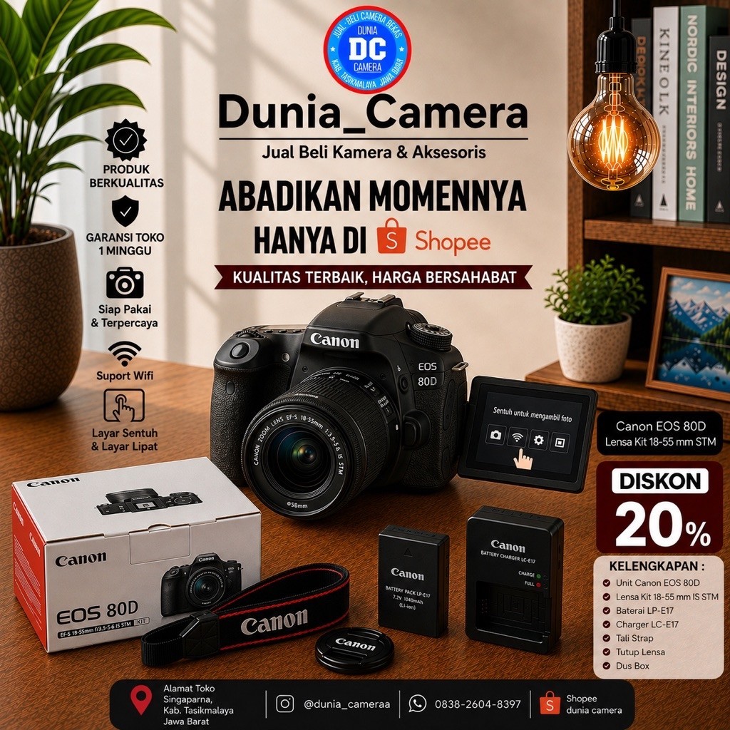 Canon 80d bekas mulus no vignet