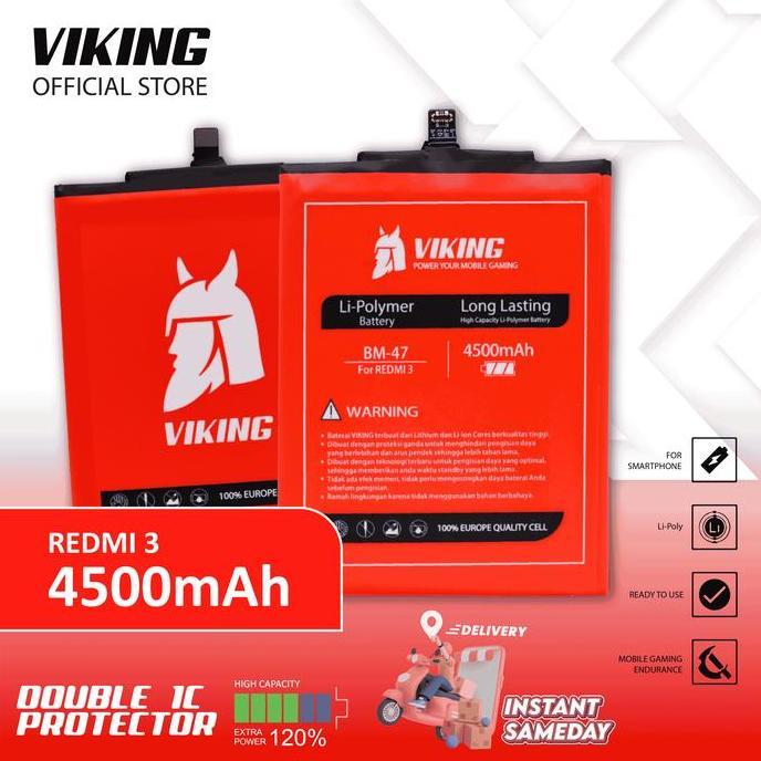 TERMURAH - VIKING Baterai Redmi 3 - 3S - 3X - 3 PRO BM47 Double Power