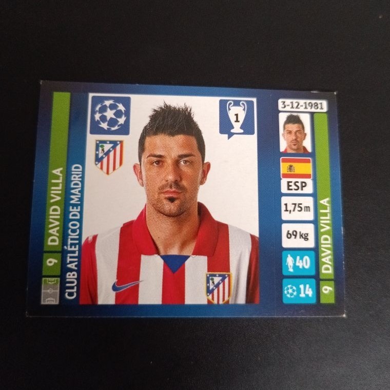 STICKER BOLA PANINI UCL DAVID VILLA