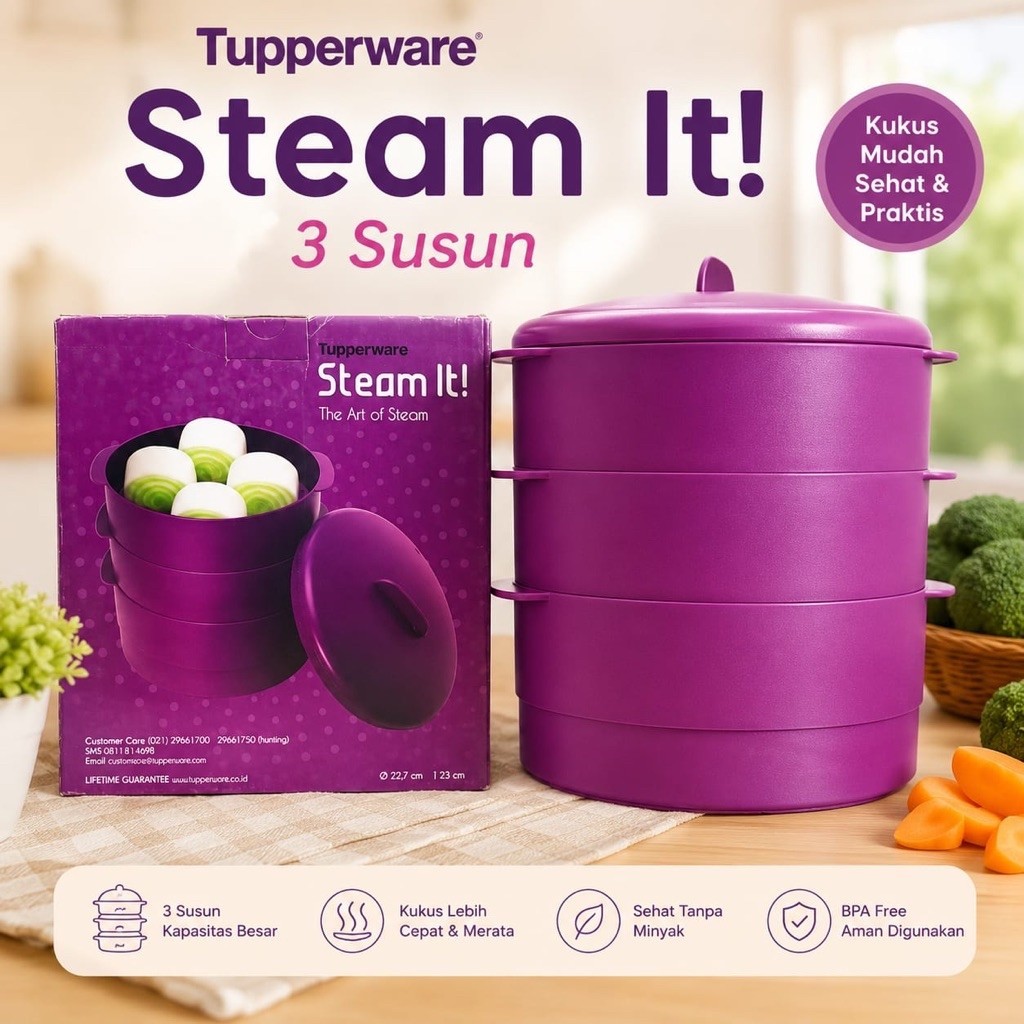 original Tupperware steam it 3 susun / pengukus / kukusan