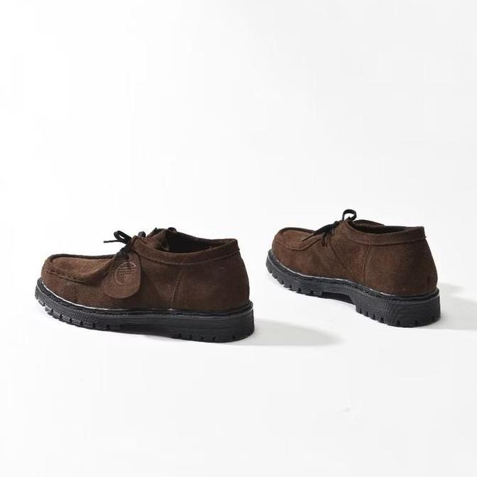 Sepatu Kasual Pria Wallabee Shoes Clark Spatu Chunky Pantopel Unisex Hitam TFS