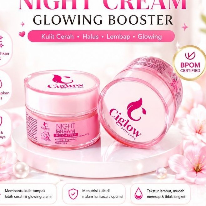[ COD ] ORIGINAL PELICIN CIGLOW BOOSTER KRIM MALAM SERUM WAJAH CI GLOW PERAWATAN WAJAH BERSIH GLOWIN