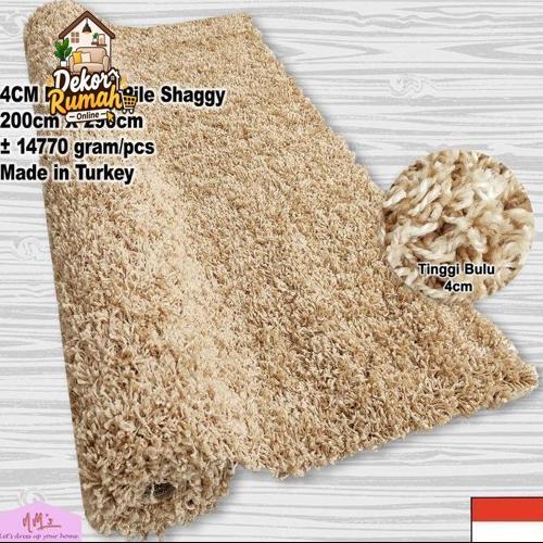 Karpet shaggy polos polypropylene turki bulu panjang halus tebal NMs