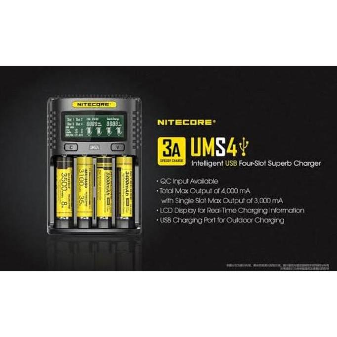 NEW Charger 4 Slot Nitecore UMS4