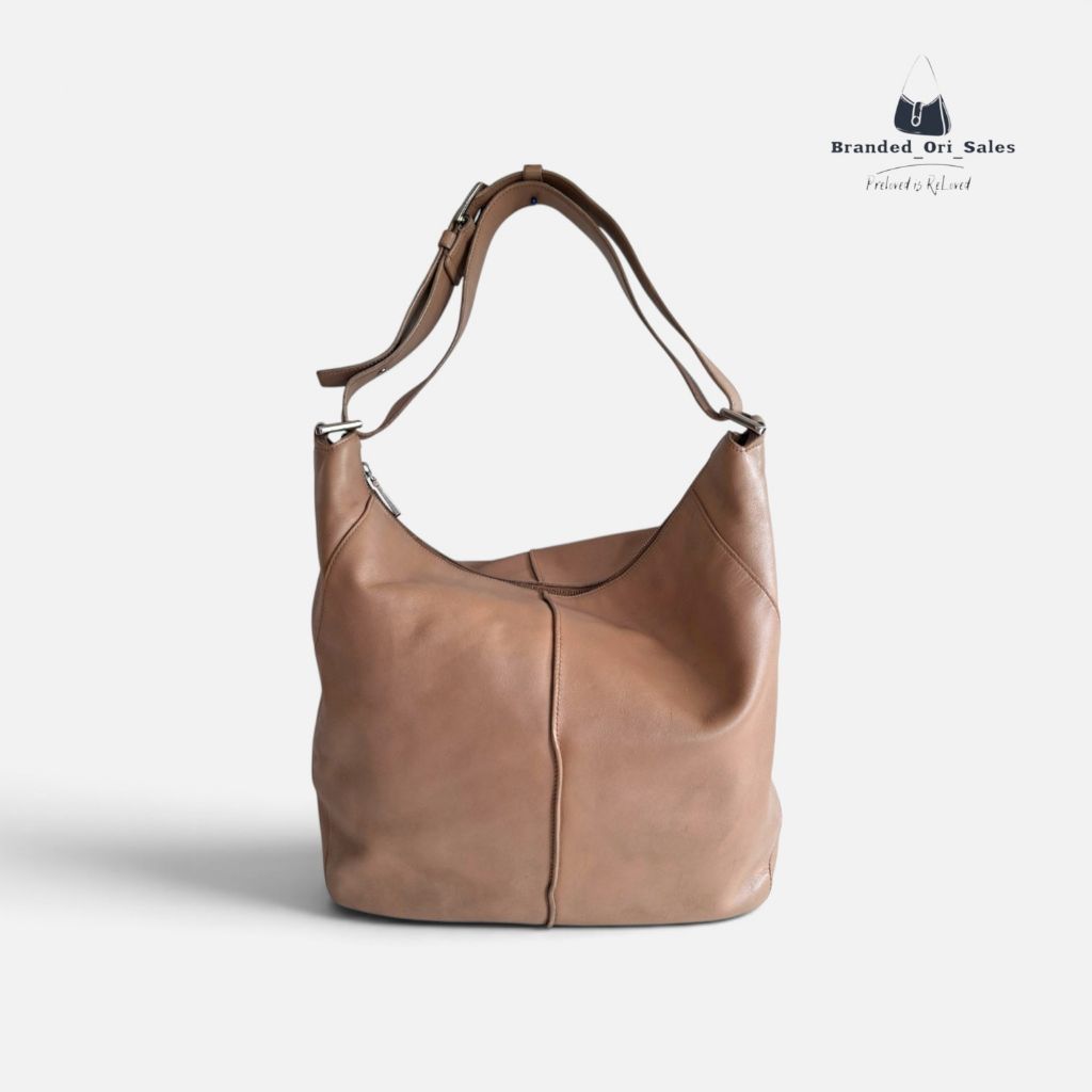 TAS WANITA TODS SLOUCHY TAN CHALFSKIN LEATHER HOBO BAG