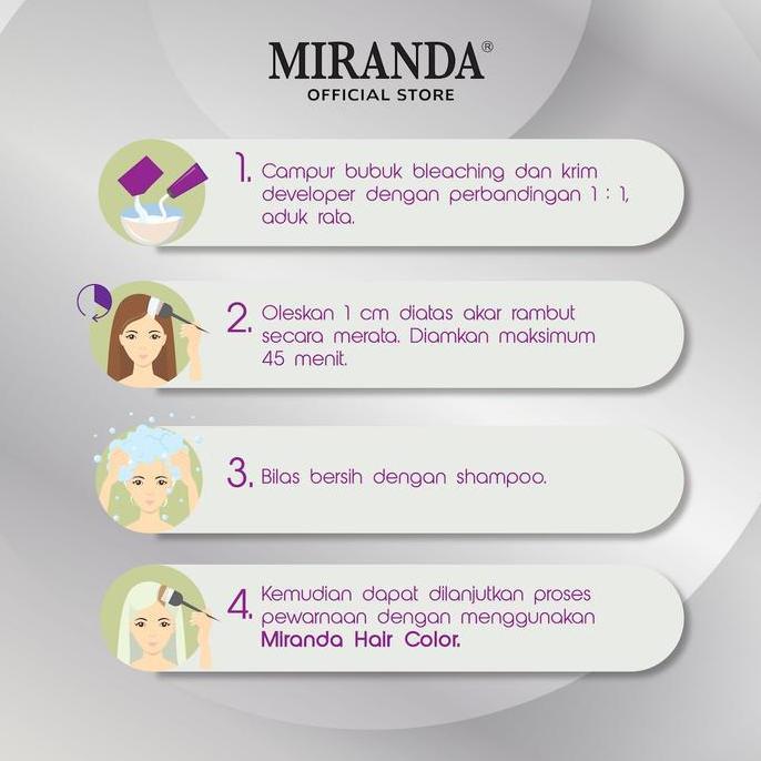 Haircare- [2Pcs] Miranda Paket Cat Rambut Mc6 Bleaching + Hair Color Varian Mc2 Blue | Mc5 Pink | Mc
