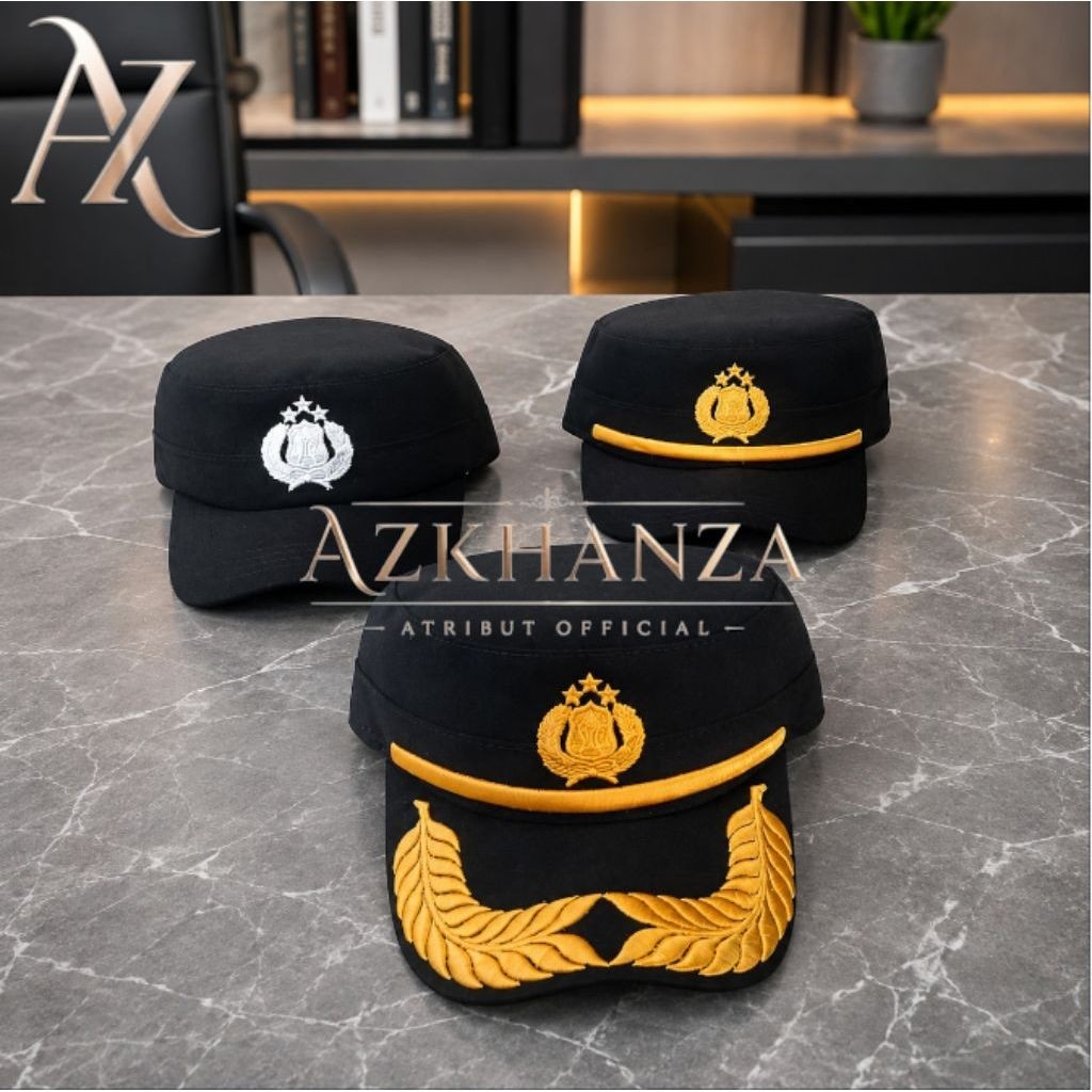 Field cap topi komando polri lengkap bintara - pama - pamen