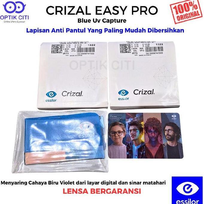 Lensa Kacamata Blueray Crizal Essilor Easy Pro 1.56 Blue Uv Capture Original