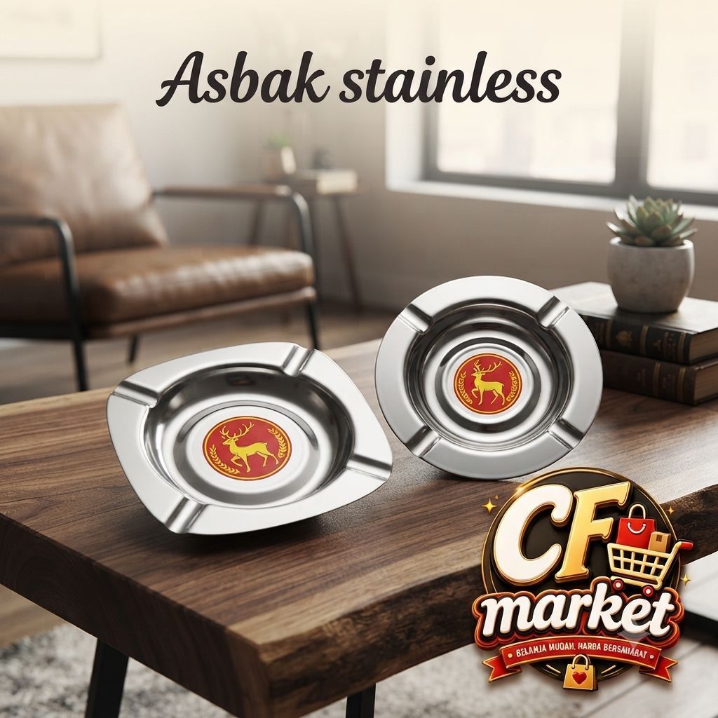 Asbak segi bulat full stainless / asbak rokok stainless / asbak stainless asbak murah
