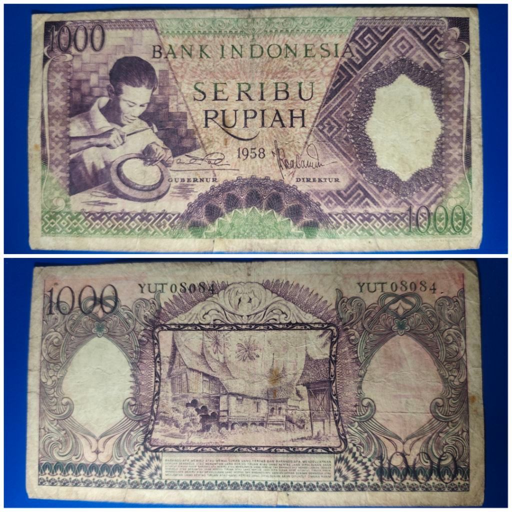 Uang Kertas Indonesia 1000 Rupiah 1958