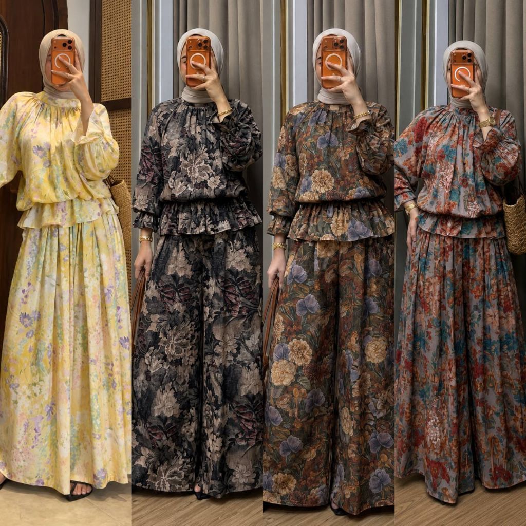 ONE SET NIKAYLA CELANA LEBAR VIRAL SETELAN WANITA TERLARIS SET RAYON SET OOTD KEKINIAN