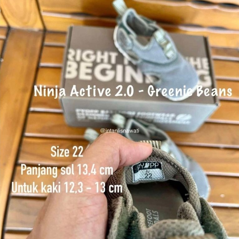 Pyopp Ninja Active 2.0 Preloved size 22 Greenie Beans