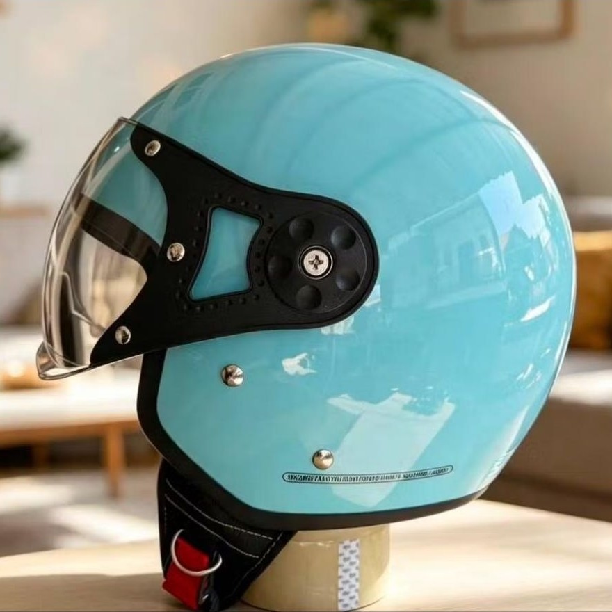 Helm Cargloss HIJAB Wanita Warna Biru Cyan Glossy SNI Bogo Pilot