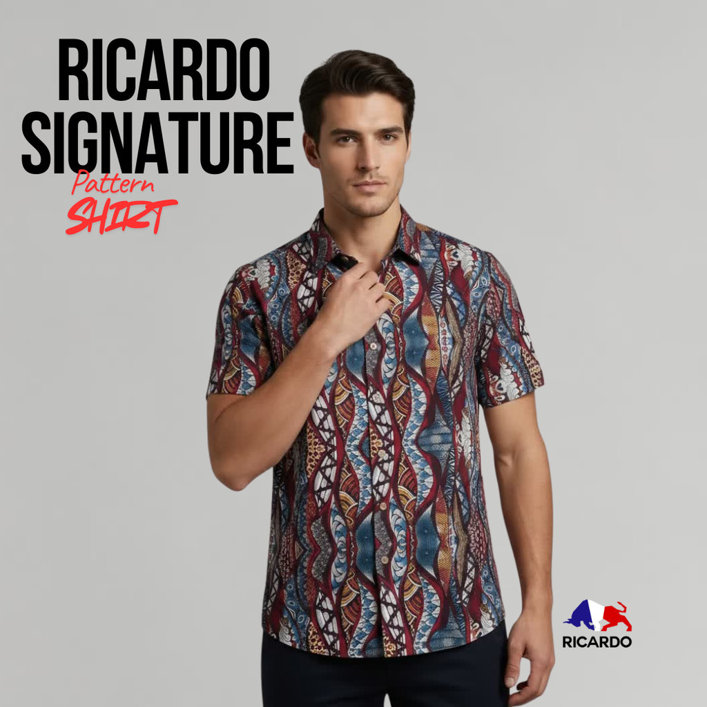 RICARDO kemeja pria Motif lengan pendek FS 22048 ( dbritano )
