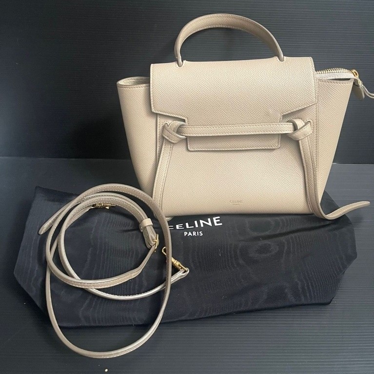 (Preloved) Celine Micro Belt Bag Kulit Taupe 2019